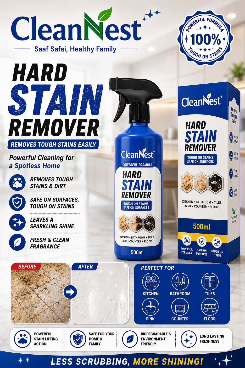 CleanNest Hard Stain Removar Floor Cleaner – 500ml